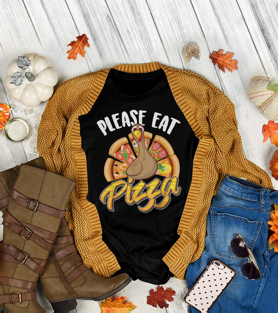 Please Eat Pizza Cute Pizza Thanksgiving T-Shirt