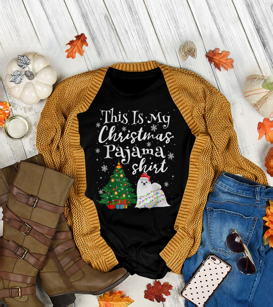 This Is My Christmas Pajama Shirt Maltese Lover Dog T-Shirt
