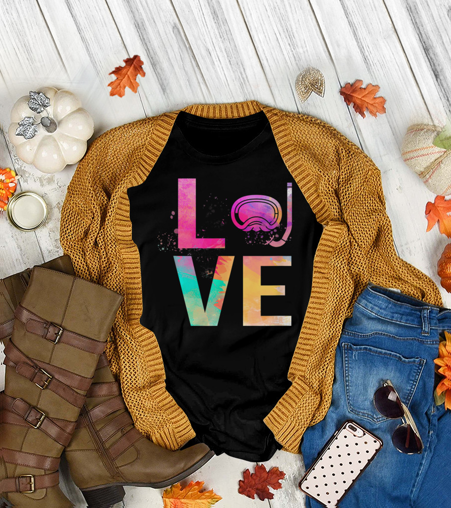 LOVE Colorful Aqualung Scuba Mask T-Shirt
