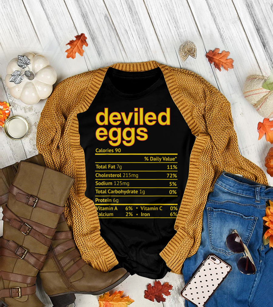 Deviled Eggs Calories Nutrition Facts Total Fat Cholesterol Sodium Protein Vitamins Calcium Iron T-Shirt