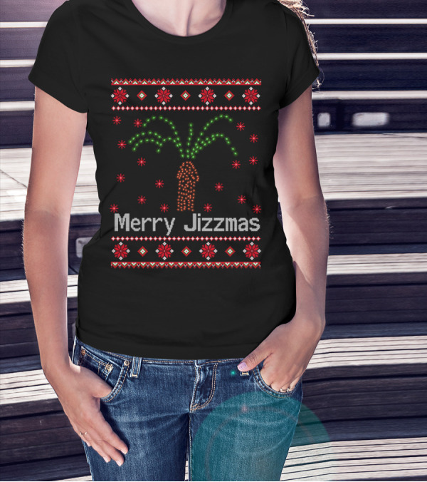Merry Jizzmas Funny Christmas Joke Seven Seasons Of Semen T-Shirt