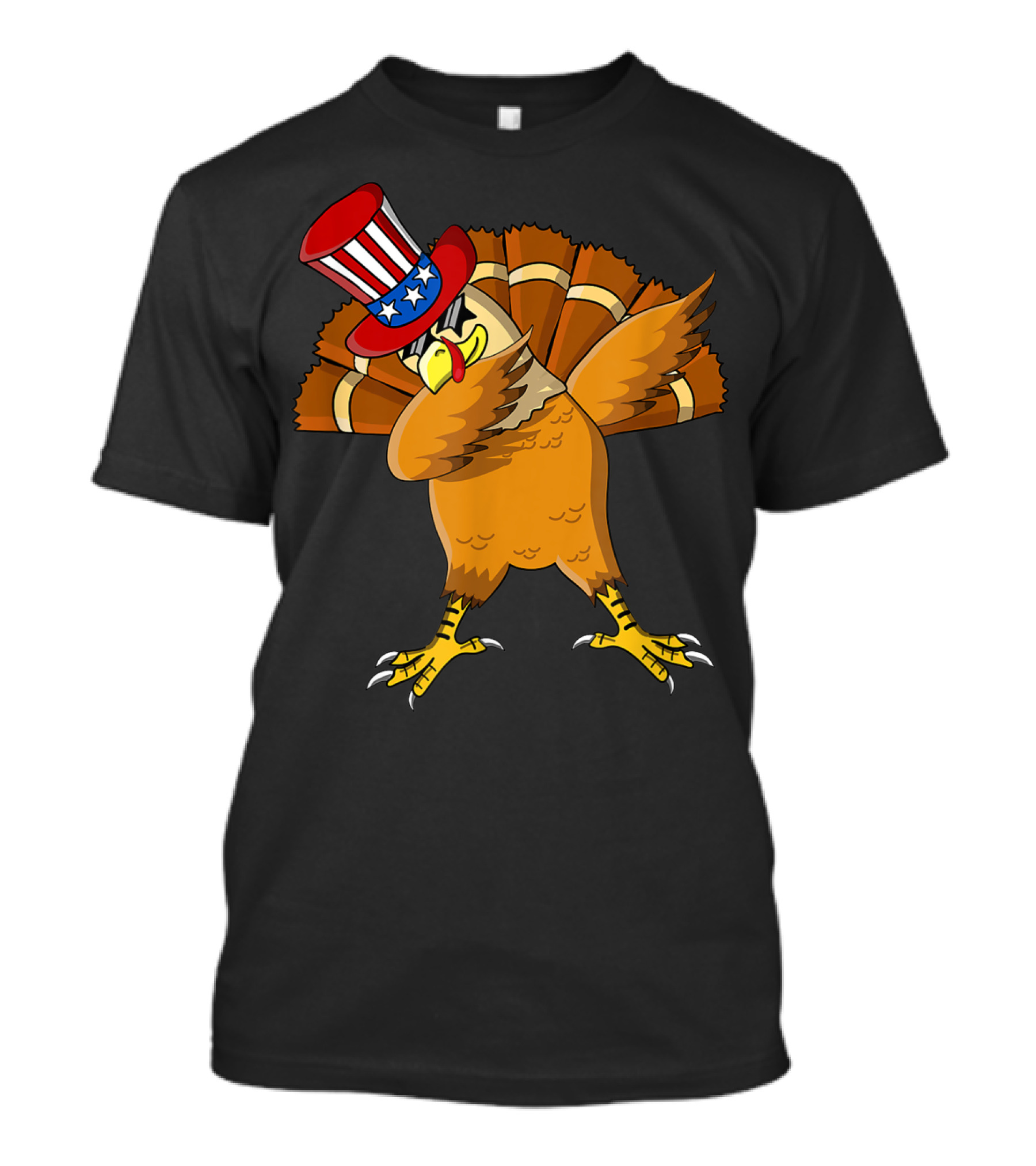 Thanksgiving Dabbing Turkey With Patriotic Uncle Sam Hat T-Shirt