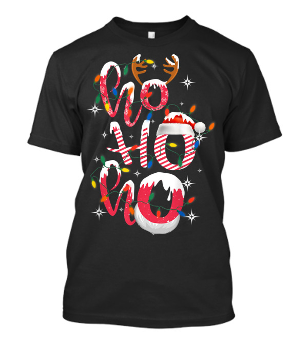 Hohoho Christmas Reindeer Candy Lights Santa Hat T-Shirt