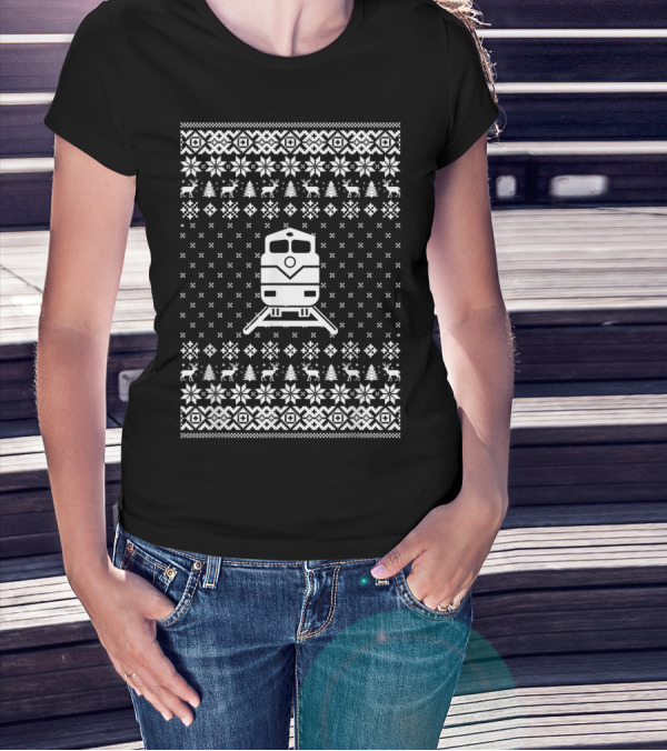 Funny Locomotive Train Driver Christmas Ugly T-Shirt