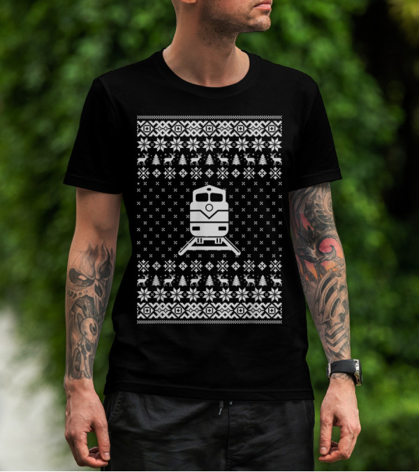 Funny Locomotive Train Driver Christmas Ugly T-Shirt