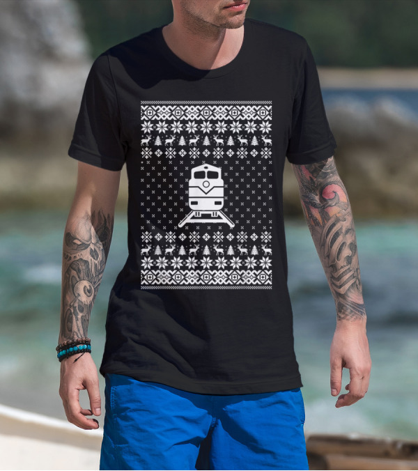 Funny Locomotive Train Driver Christmas Ugly T-Shirt