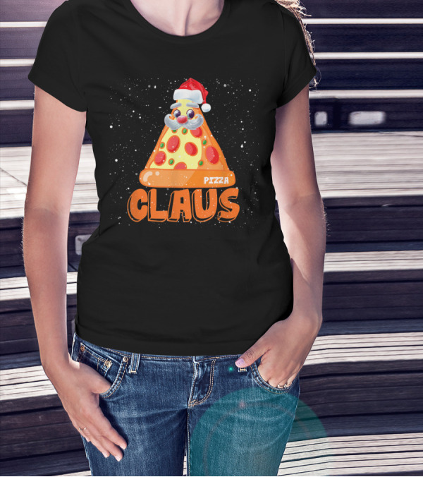 Funny Santa Pizza Claus Merry Crustmas With Festive Slice T-Shirt