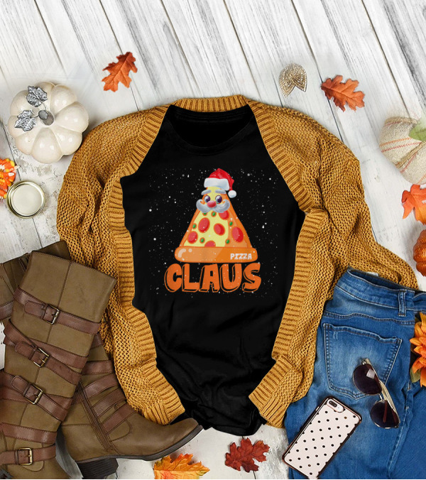 Funny Santa Pizza Claus Merry Crustmas With Festive Slice T-Shirt
