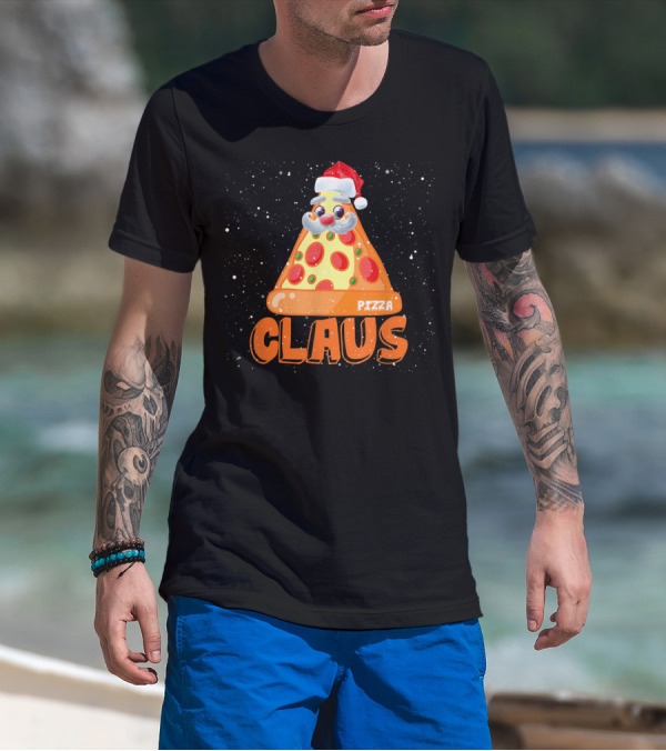 Funny Santa Pizza Claus Merry Crustmas With Festive Slice T-Shirt