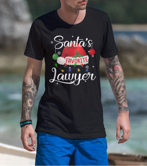 Santa's Favorite Lawyer Christmas Lights Hat T-Shirt