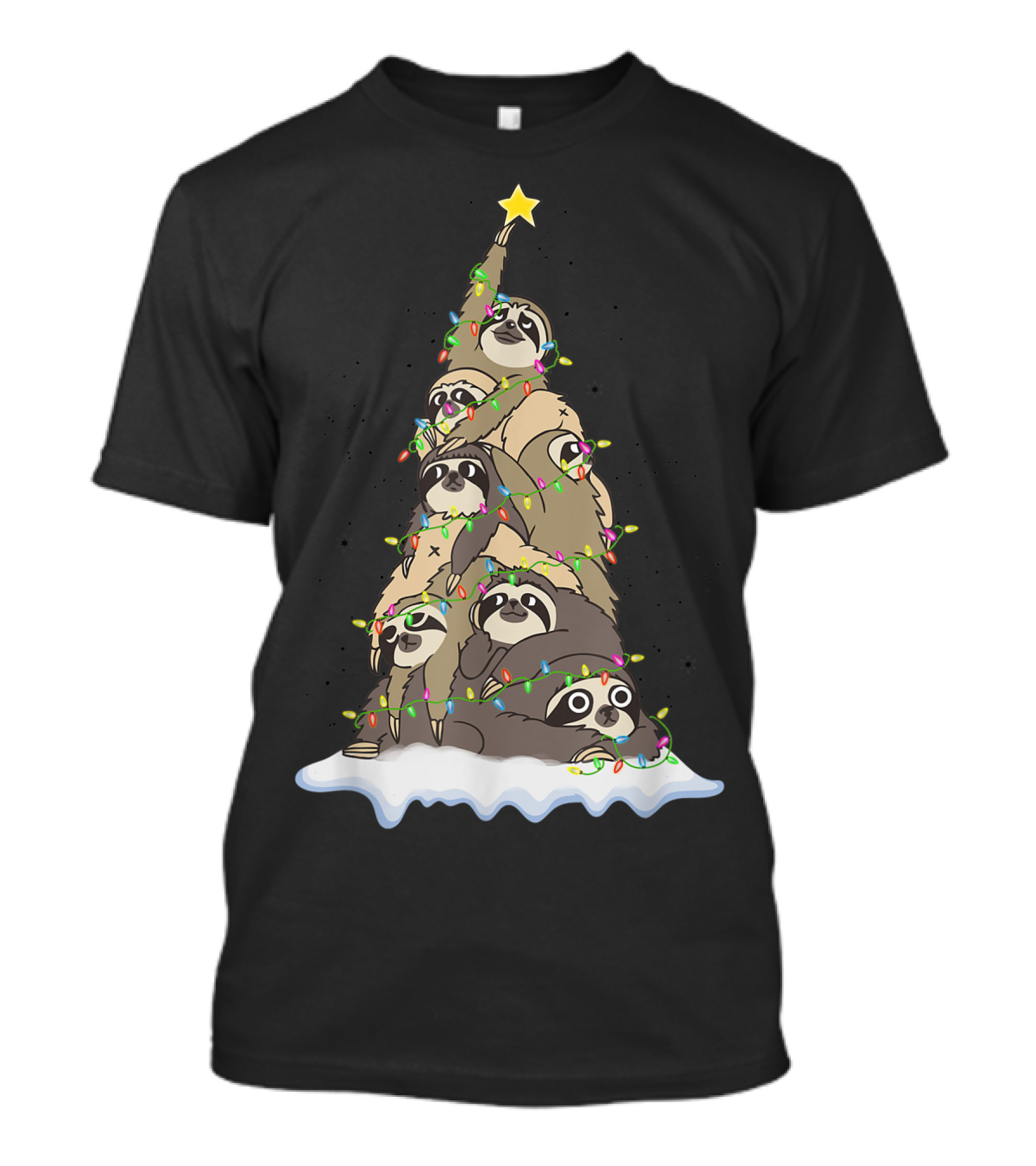Funny Christmas Tree With Cute Sloth Lover T-Shirt