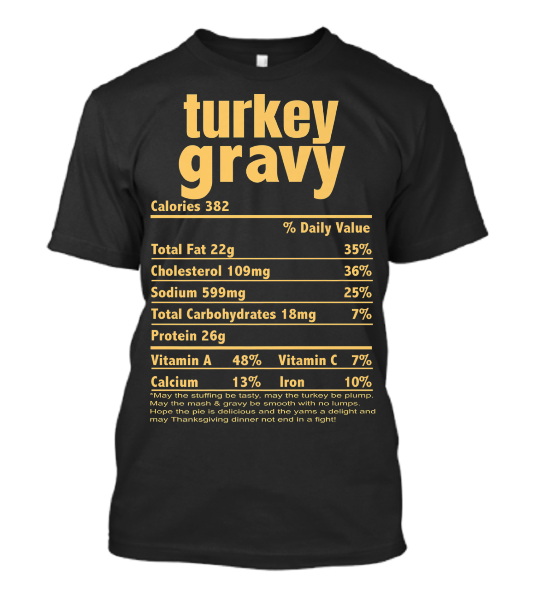 Turkey Gravy Nutrition Facts Funny Thanksgiving Calories Daily Values T-Shirt