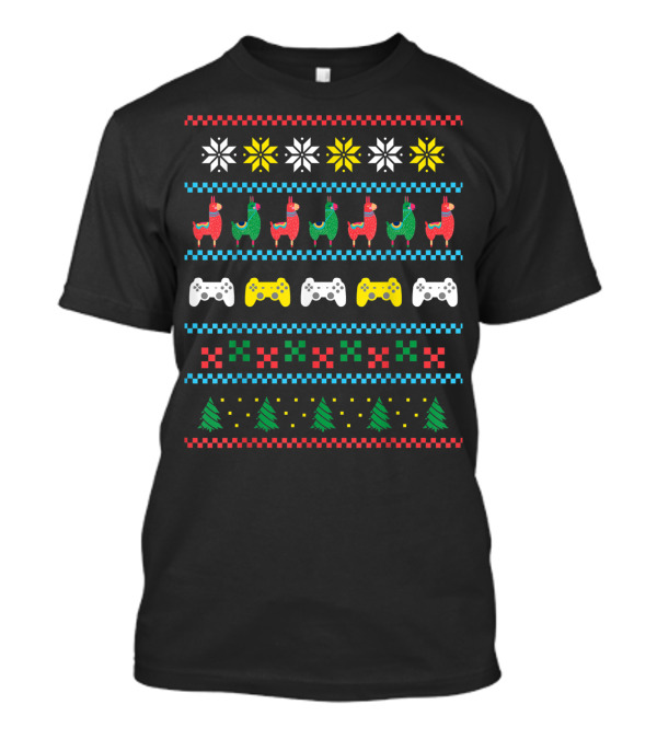 Ugly Merry Gamer Gaming Games Console Christmas Llama T-Shirt