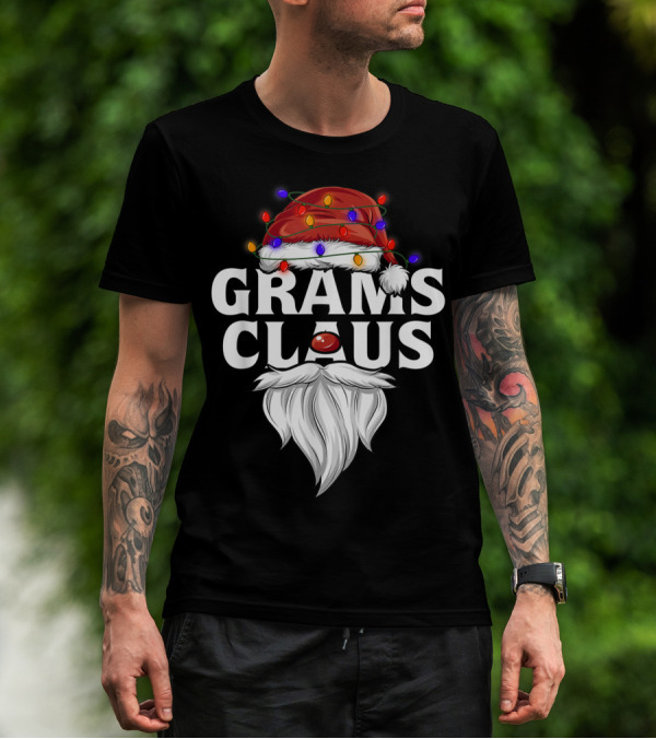Grams Claus Santa Hat Festive Lights Beard T-Shirt
