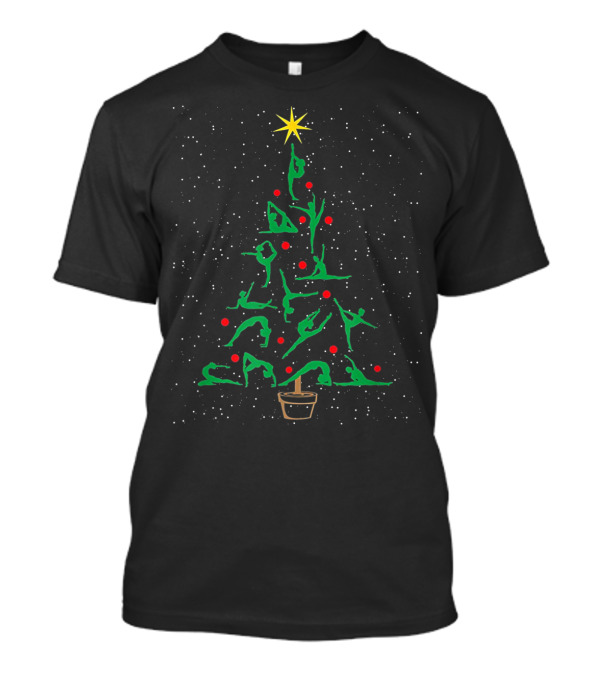 Gymnastics Christmas Tree With Gymnast Poses And Star Topper T-Shirt