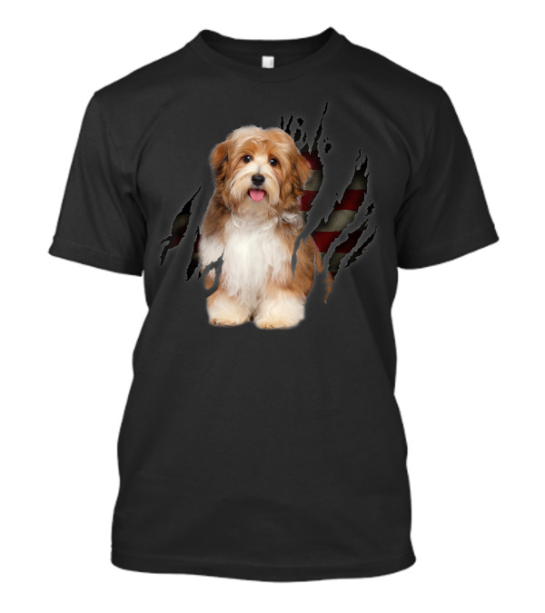 Havanese With American Flag Background T-Shirt