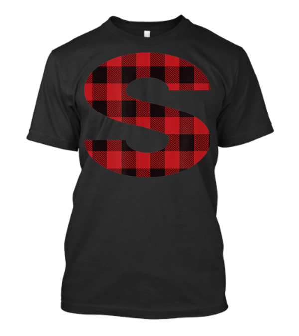 Buffalo Plaid Letter S Monogram Name T-Shirt