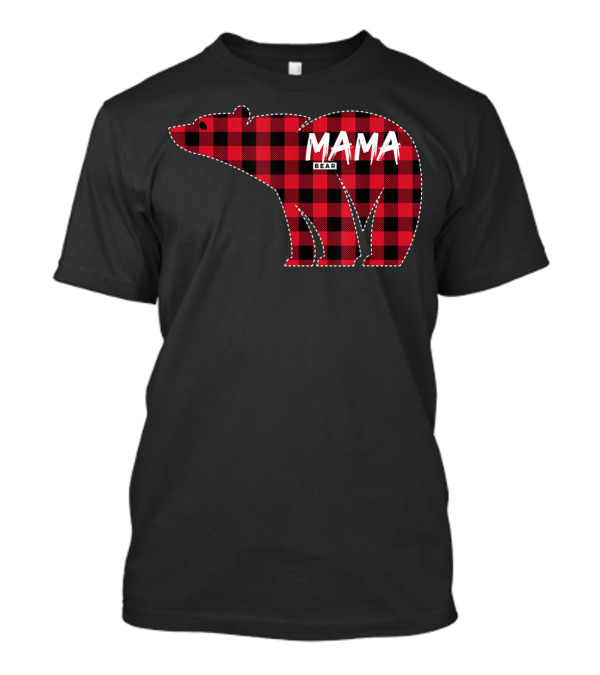 Mama Bear Red Plaid Buffalo Check Bear Mama T-Shirt