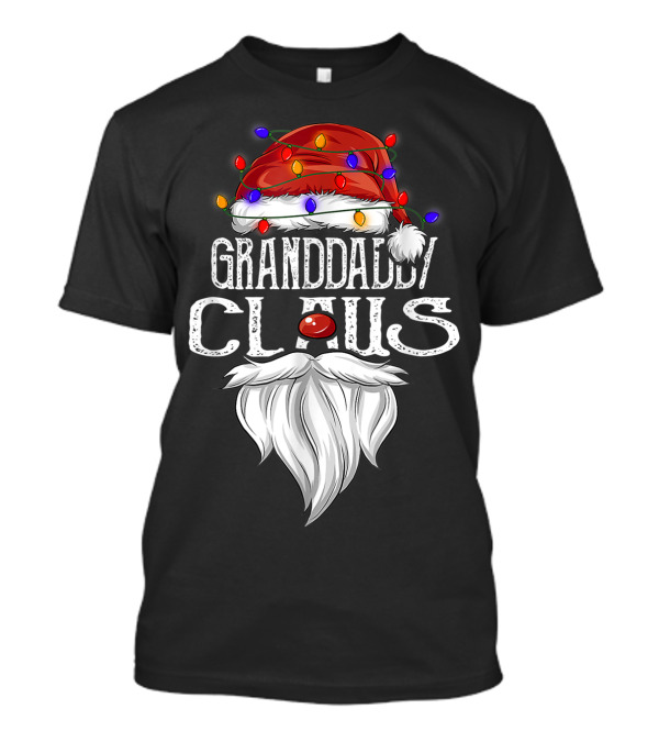 Granddaddy Claus Christmas Lights Santa Hat Beard T-Shirt
