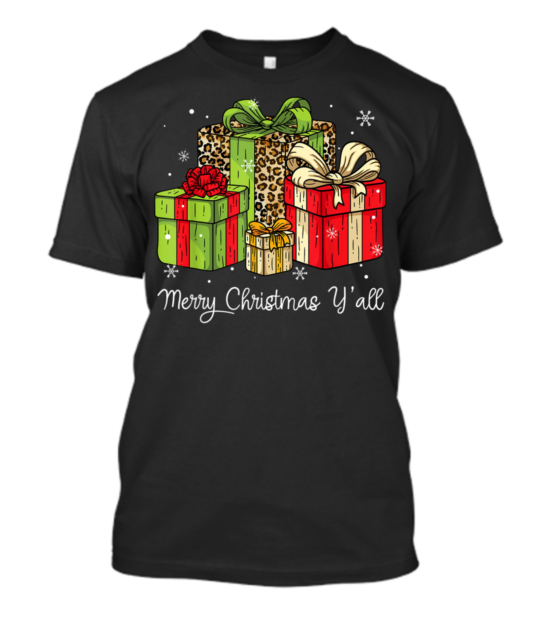 Merry Christmas Y'all Leopard Gift Boxes T-Shirt