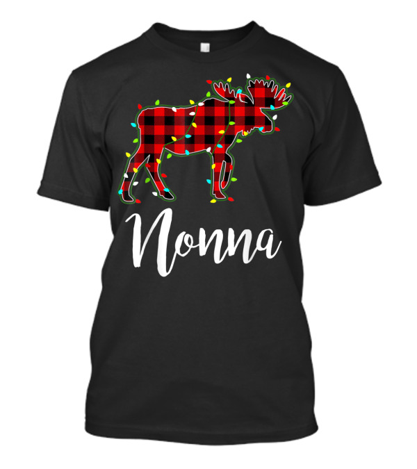 Nonna Moose Red Plaid Xmas Lights T-Shirt