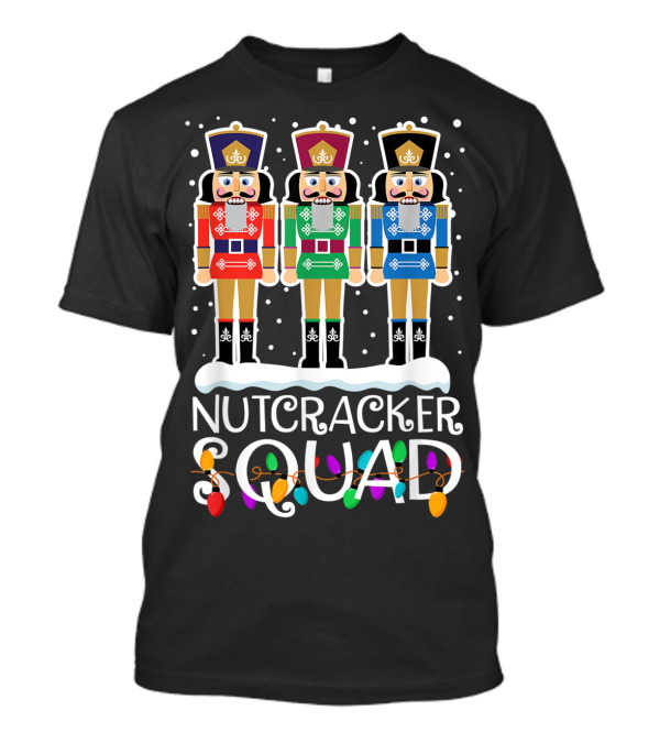 Nutcracker Squad Holiday Ballet Dance Trio With Christmas Lights T-Shirt