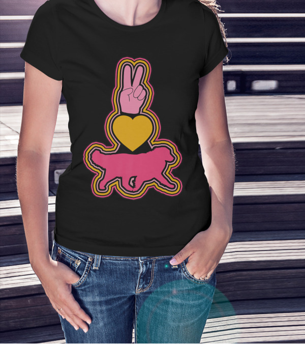 Peace Love Australian Shepherds Symbols V Sign Heart Dog T-Shirt