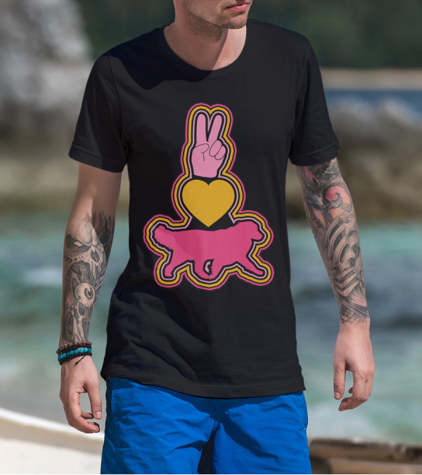 Peace Love Australian Shepherds Symbols V Sign Heart Dog T-Shirt