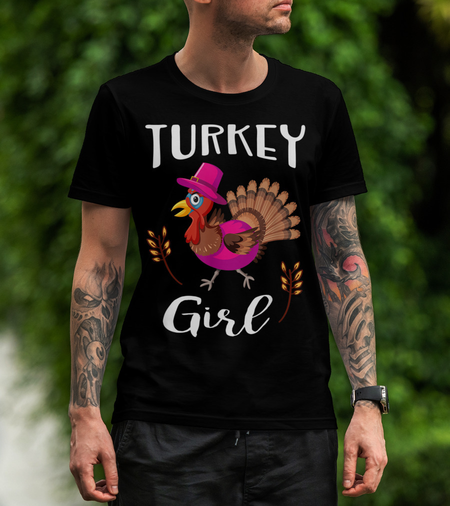 Turkey Girl Pink Turkey Thanksgiving Trot Gobble T-Shirt