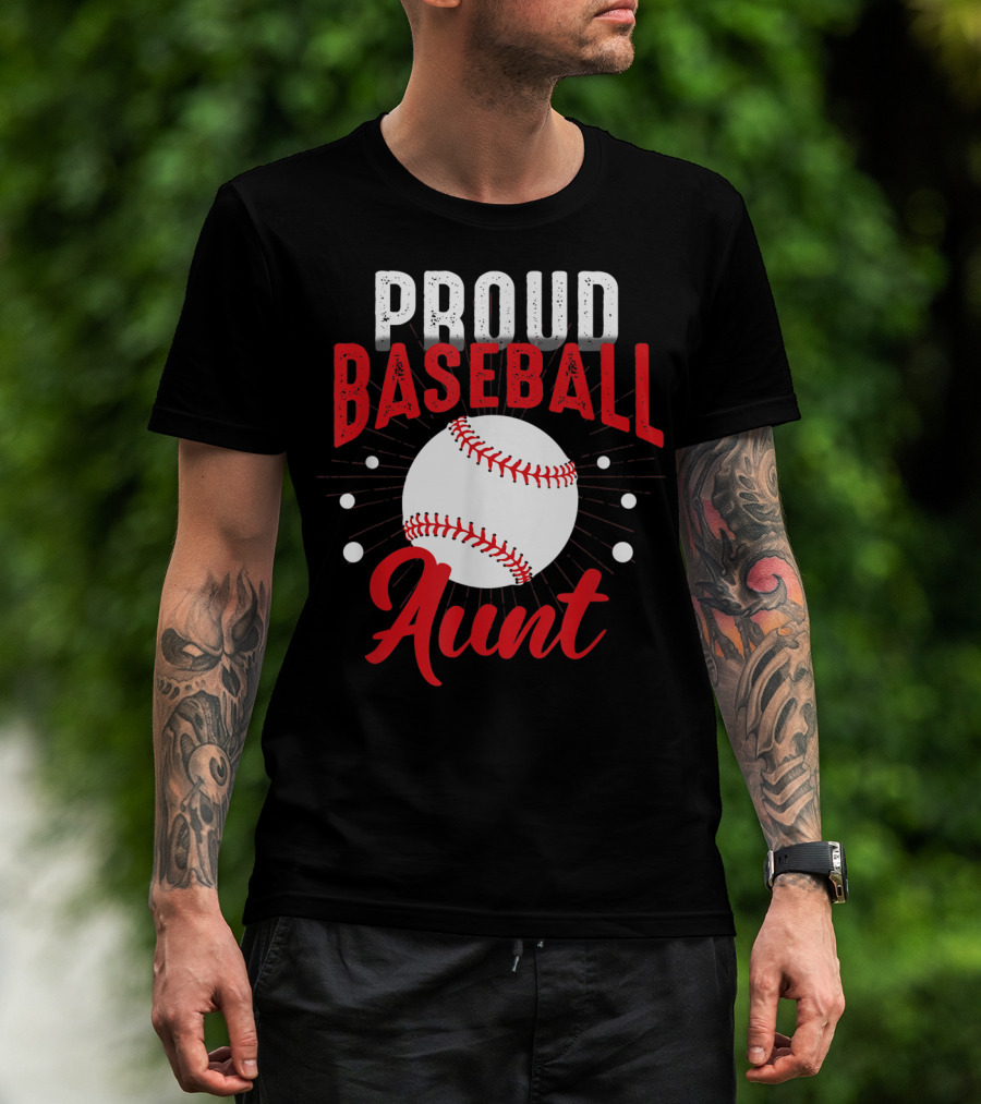 Proud Baseball Aunt Matching Family Team T-Shirt