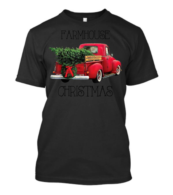 Farmhouse Christmas Apple Valley Orchards Red Truck T-Shirt