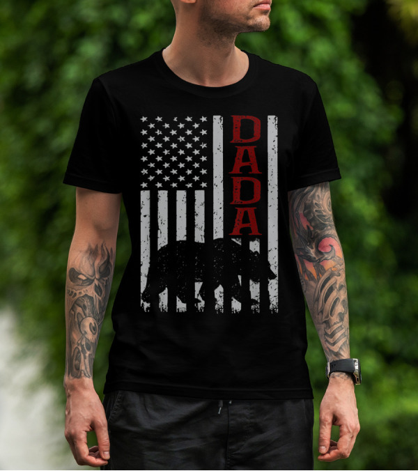 American Flag Dada Bear Silhouette T-Shirt