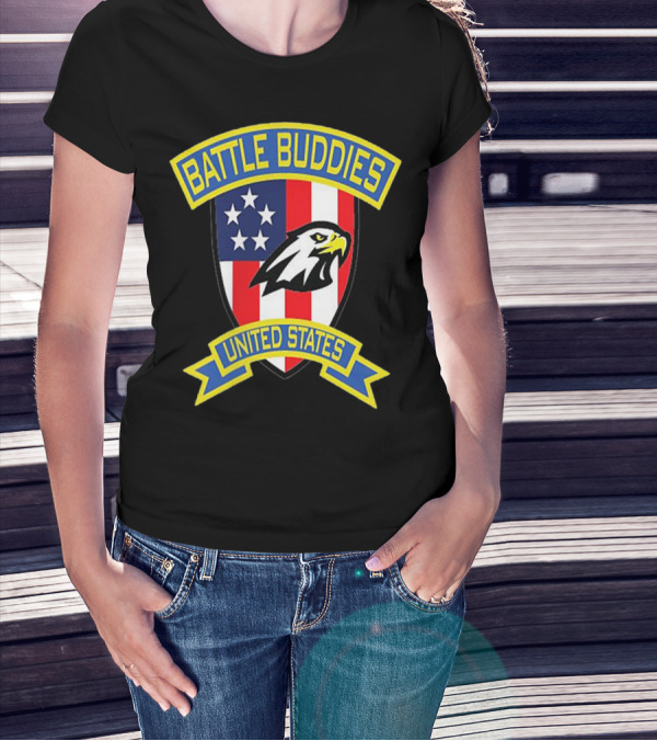 Battle Buddies United States Bald Eagle Stars Shield T-Shirt