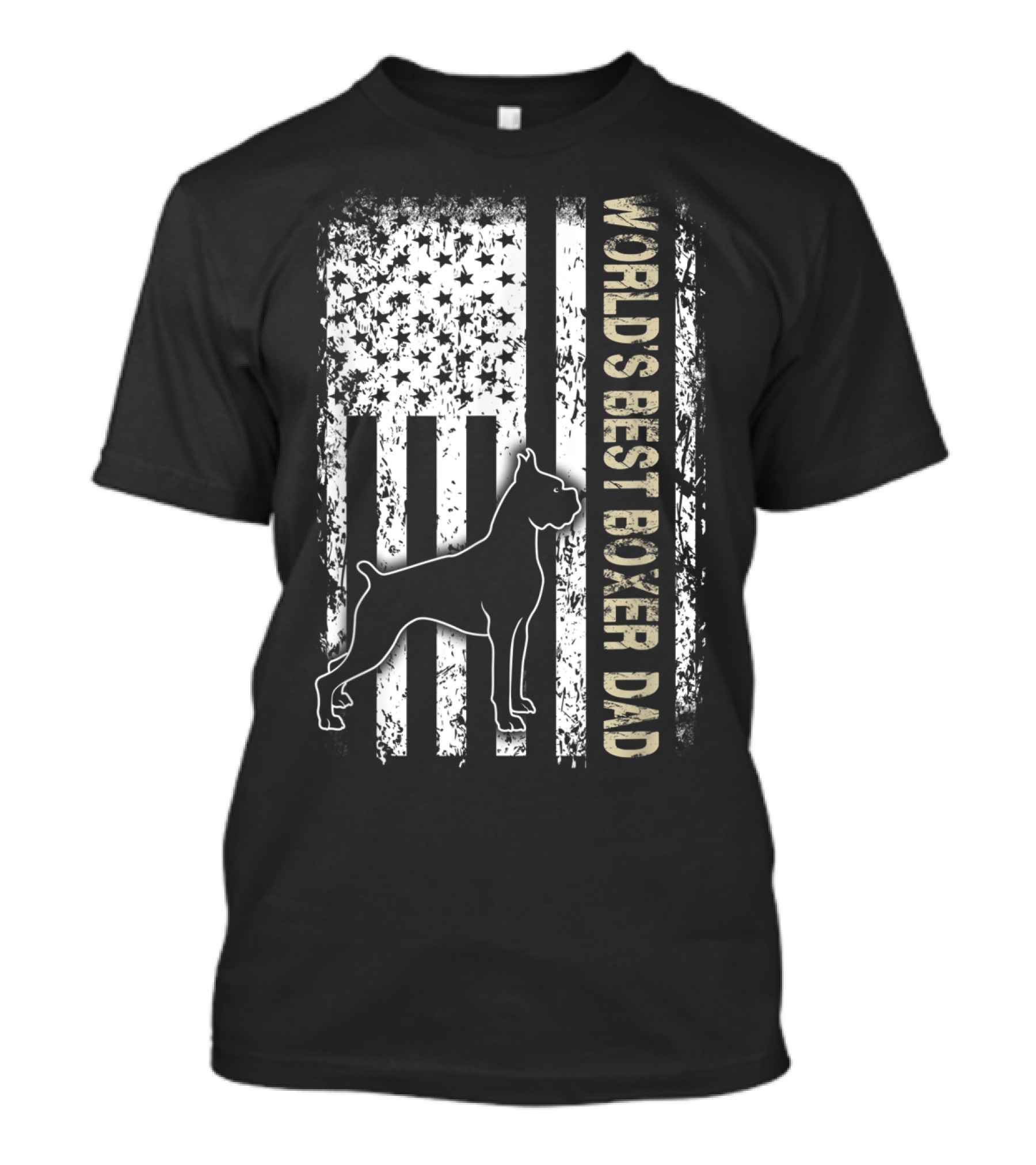 World's Best Boxer Dad Dog Lovers American Flag T-Shirt