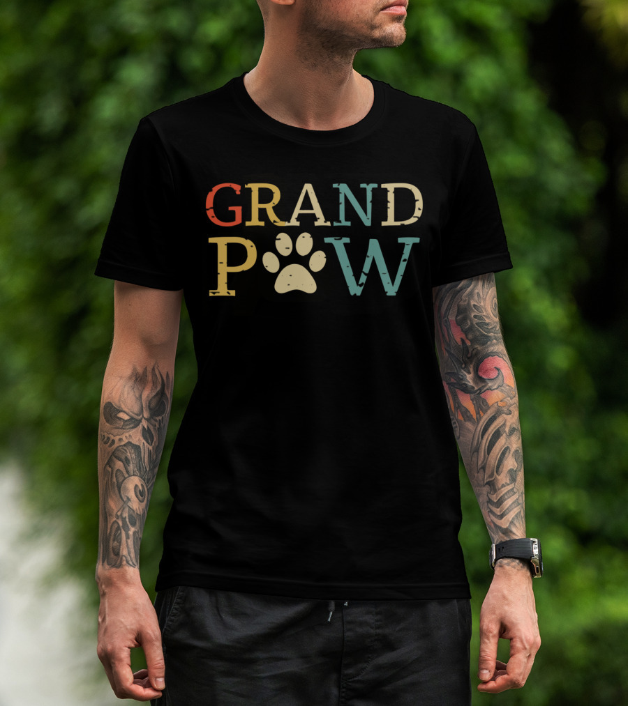 Best Grandparent Gift Dog Grand Paw Lover V T-Shirt