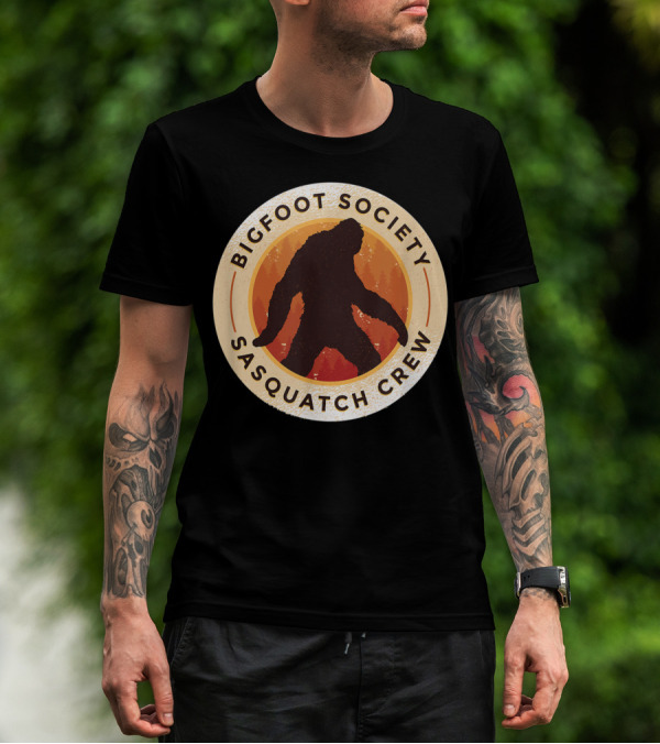 Bigfoot Society Sasquatch Crew Men Women Iconic Forest Emblem T-Shirt