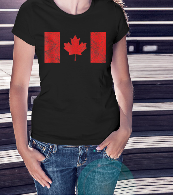 Canada National Flag Distressed Maple Leaf T-Shirt