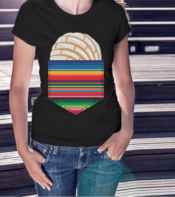 Colorful Serape Pocket White Concha T-Shirt