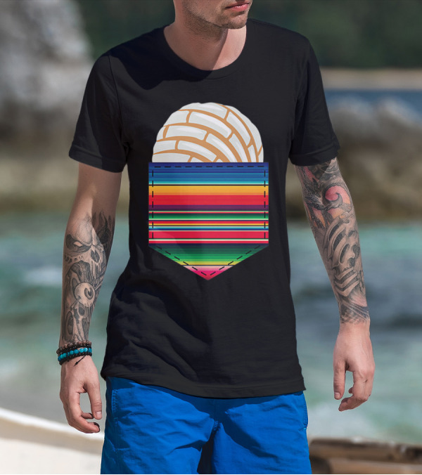 Colorful Serape Pocket White Concha T-Shirt