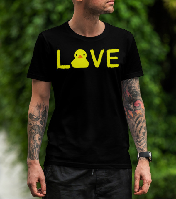 LOVE Yellow Rubber Ducky Duck Cute Graphi T-Shirt