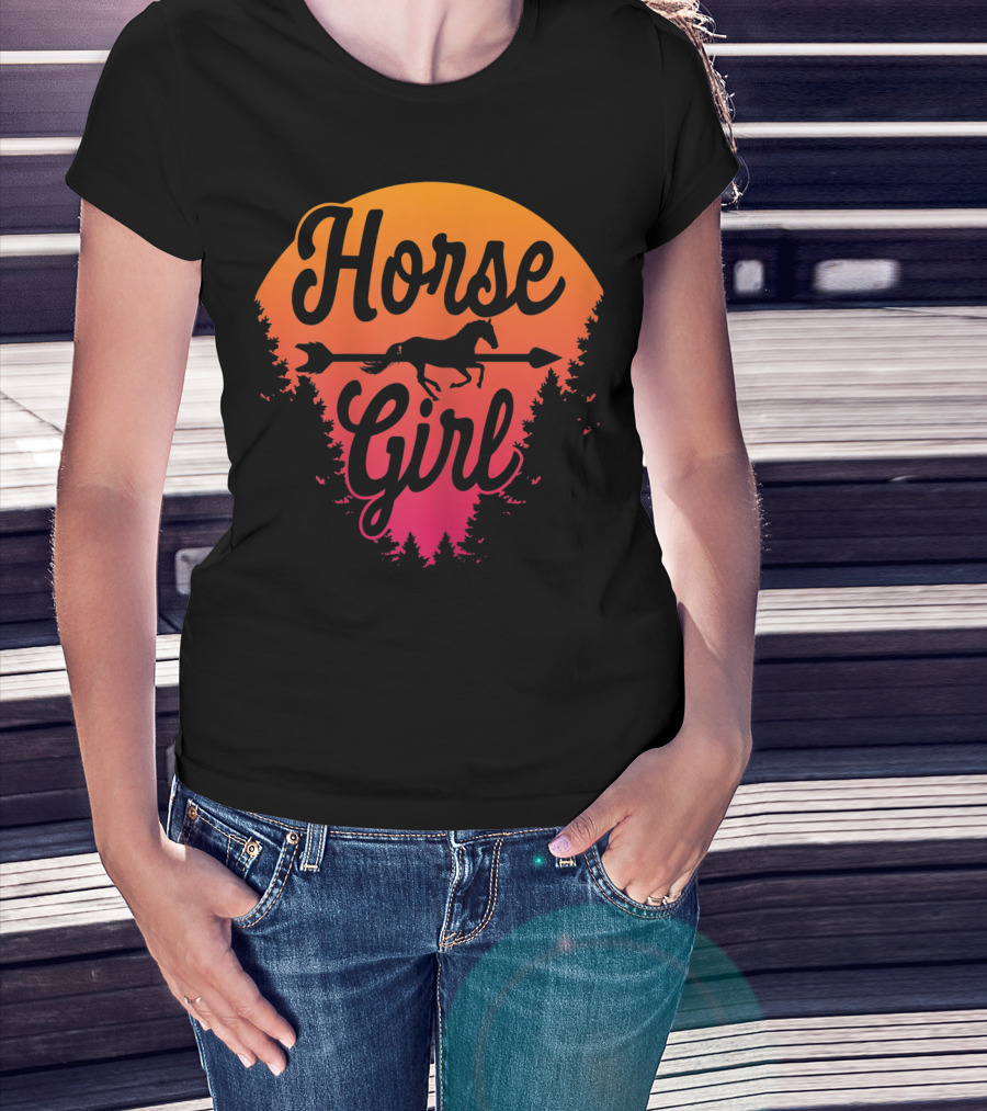 Horse Girl Forest Sunset T-Shirt