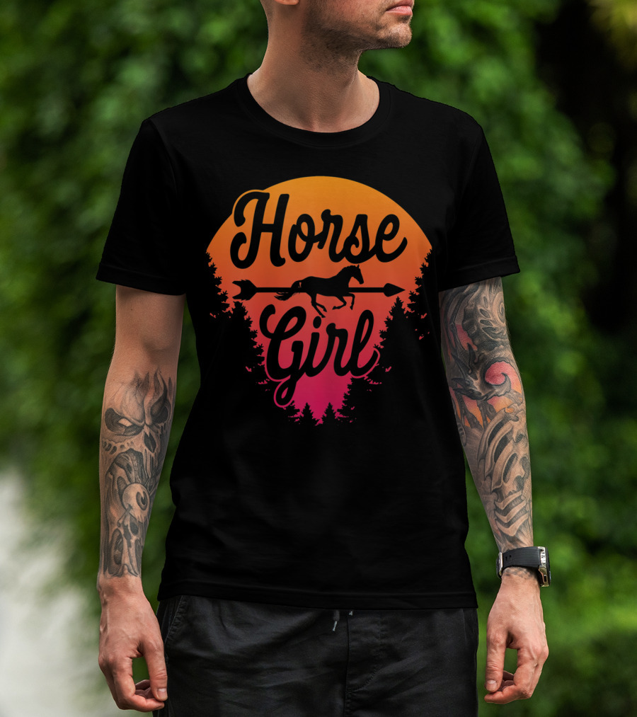 Horse Girl Forest Sunset T-Shirt