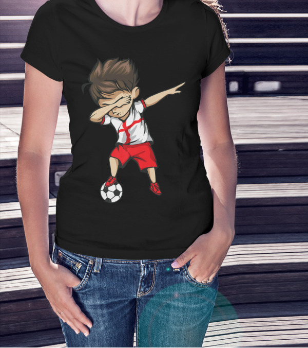 Dabbing Soccer Boy England Jersey English Football T-Shirt