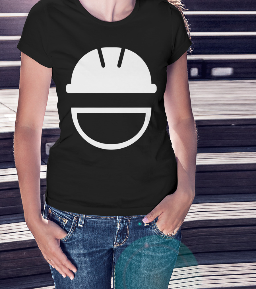 Engineering Hard Hat Smile Icon White Helmet T-Shirt