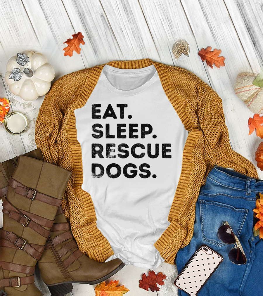 Eat Sleep Rescue Dogs Funny Animals T-Shirt