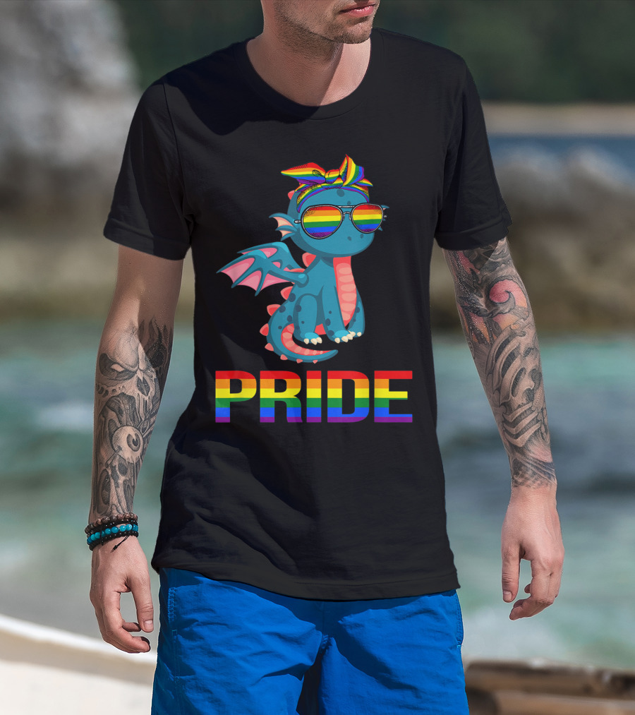 Pride Dragon With Rainbow Glasses And Bandana T-Shirt