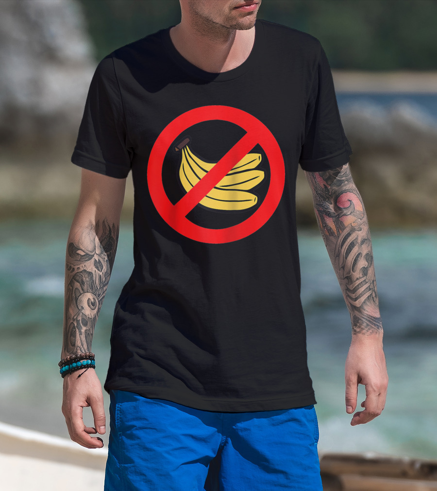 No Bananas Allowed Warning Sign Funny Banana Hater Boat T-Shirt