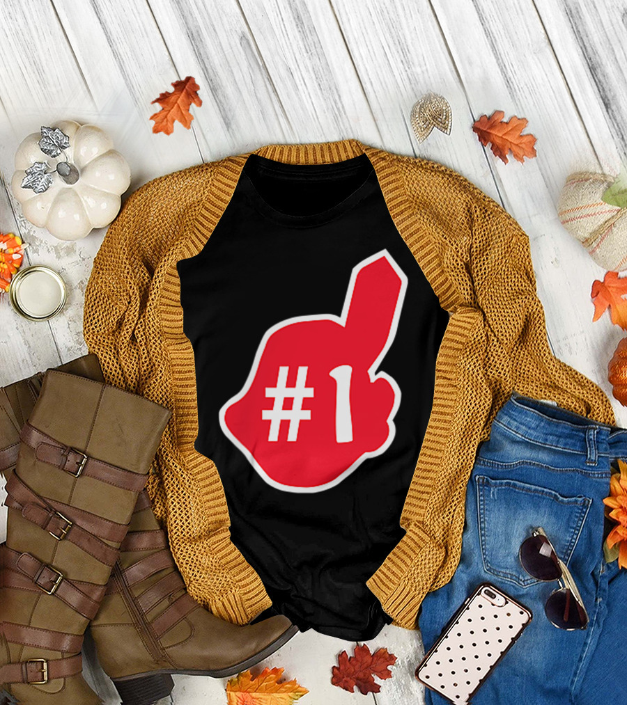 1 Cleveland Hometown Indian Tribe Vintage B Number 1 Foam Finger T-Shirt