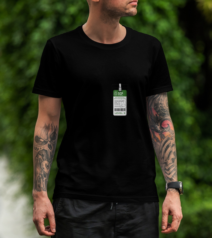 SCP Foundation Level 3 Researcher Identification Badge Secure Contain Protect Emblem T-Shirt