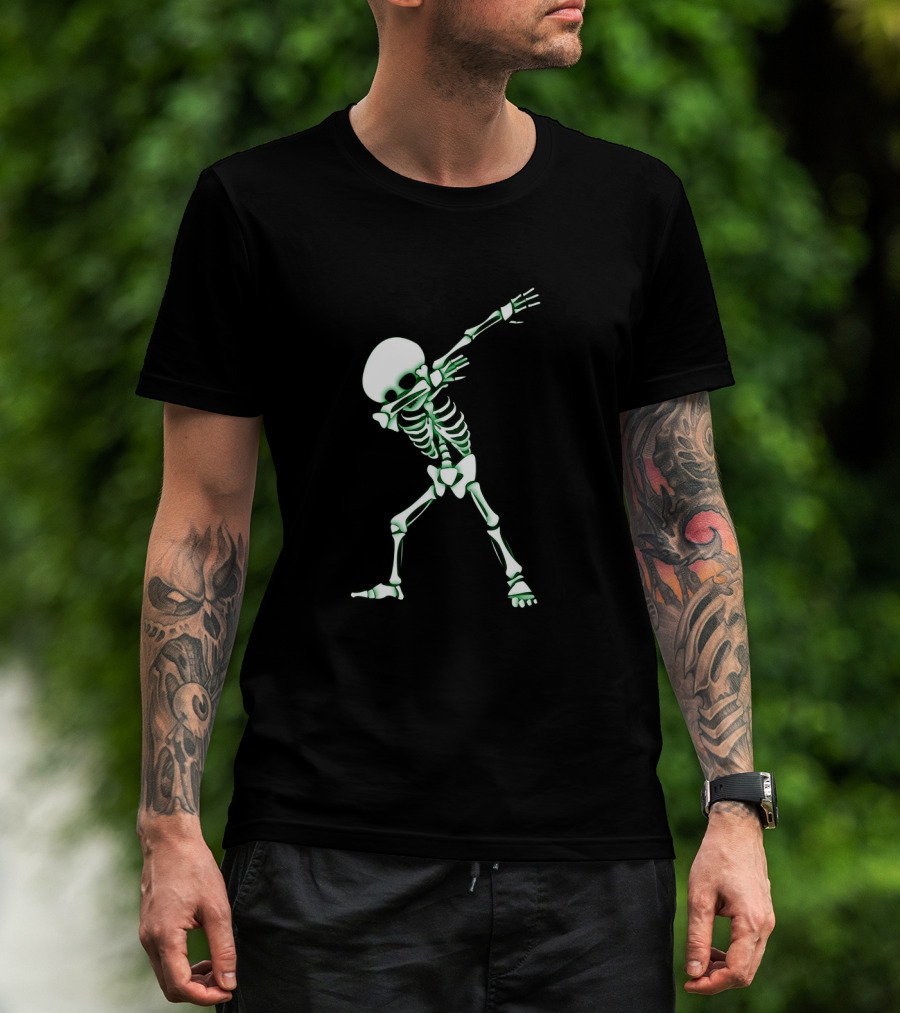 Dabbing Skeleton Halloween Skull Dab Glow In The Dark T-Shirt